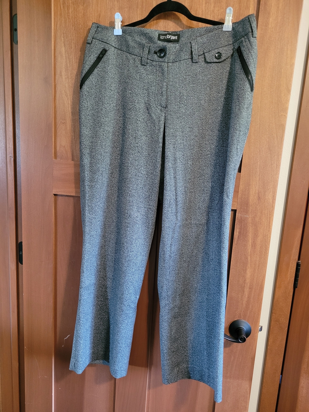 Lane Bryant Charcoal Gray Weave Trousers with Black Trim, Sz 14